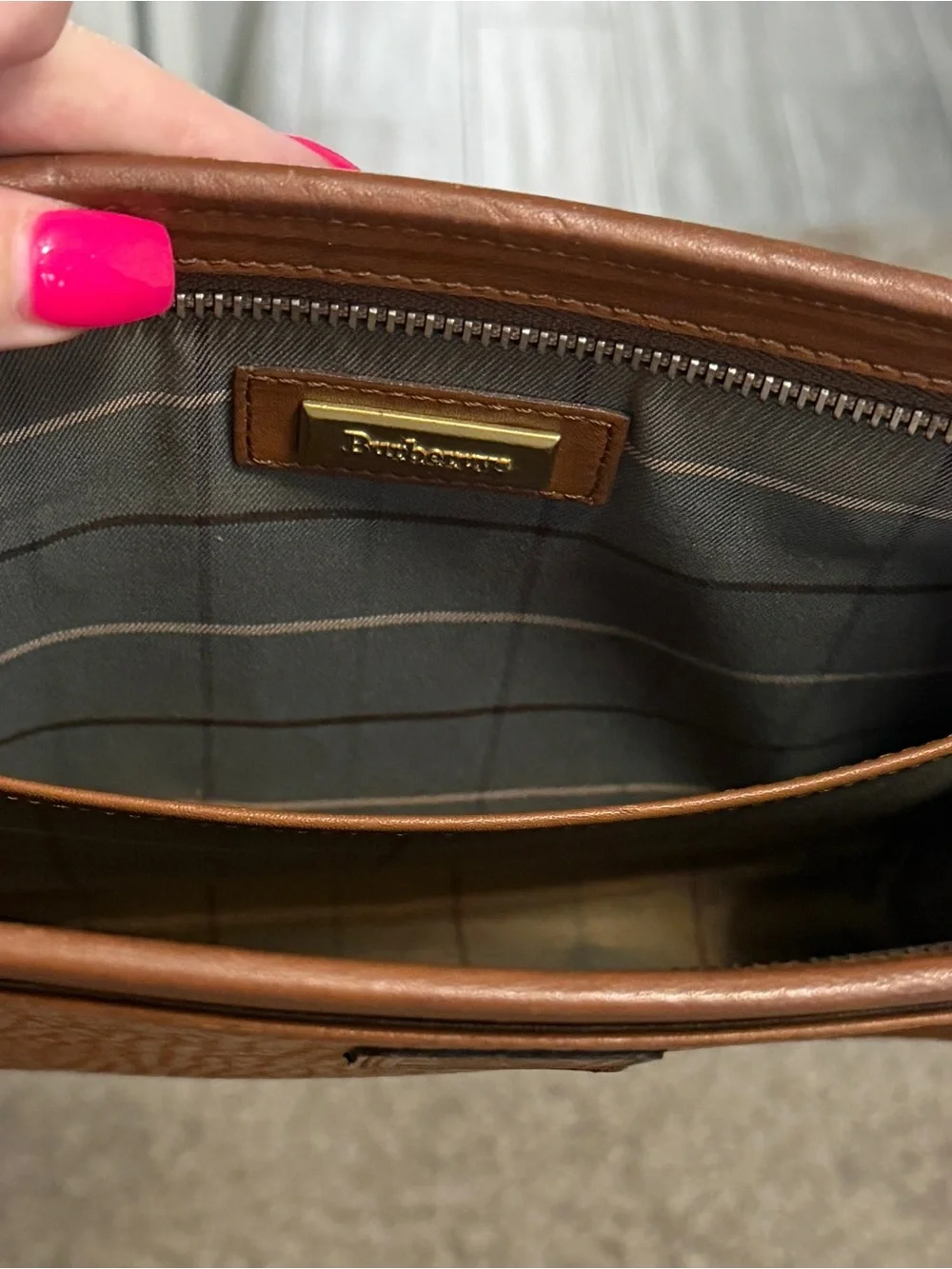 Burberry Tan Pebble-Grain Leather Tote